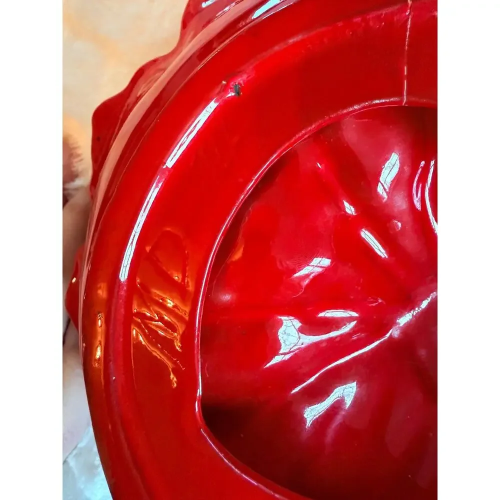 Vibrant Red Lobster Shell Ceramic Divided Serving Dish Coastal Decor Sea Life